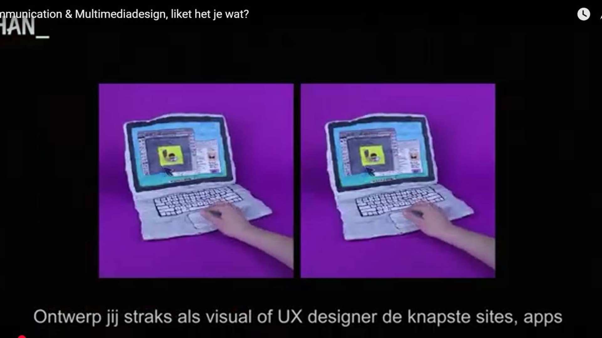 Dit is een still voor de opleidingsvideo van CMD van de campagne studeer wat je liket.
