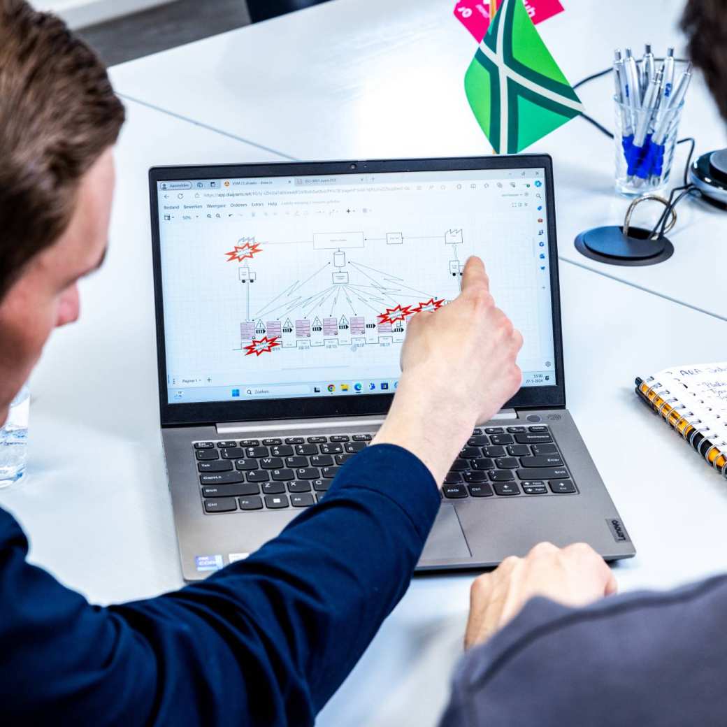 Studenten HAN Technische Bedrijfskunde in overleg tijdens hun deeltijdstudie.